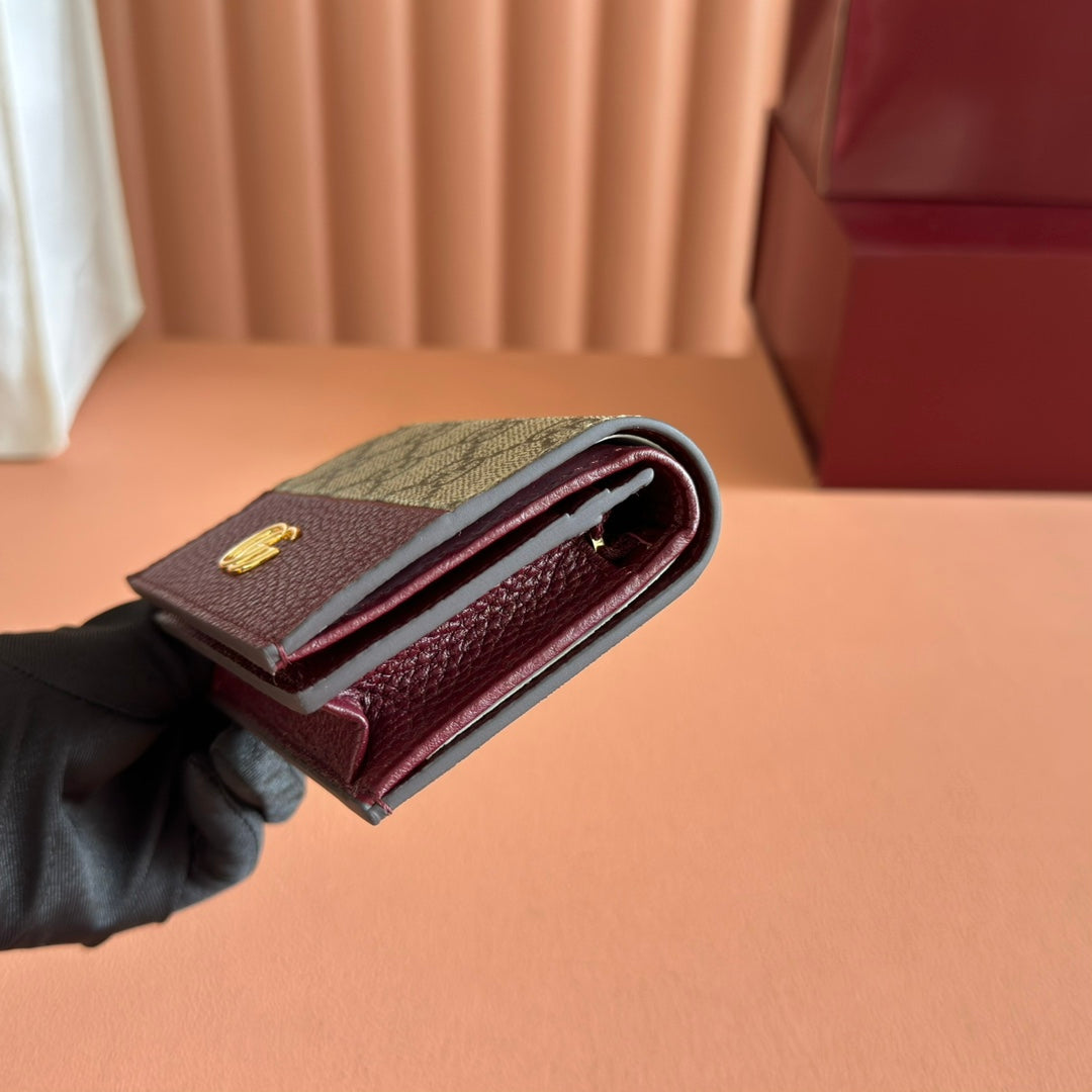 Gucci Marmont Wallet Ebony mix Rosso Ancora Red Canvas Leather 255306