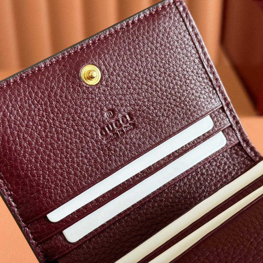 Gucci Marmont Wallet Ebony mix Rosso Ancora Red Canvas Leather 255306