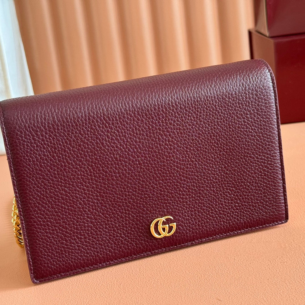 Gucci Marmont Chain Wallet Rosso Ancora Red Leather 255320