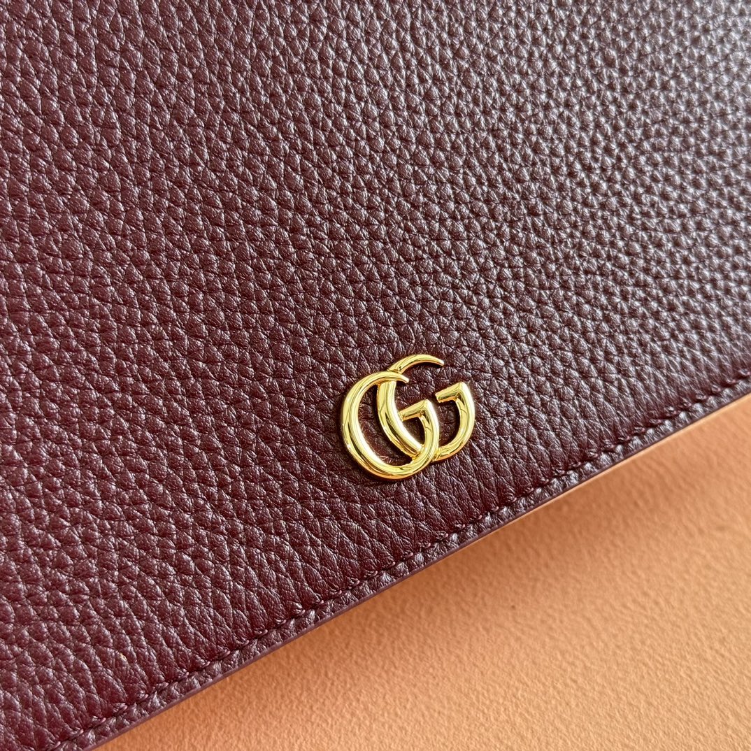 Gucci Marmont Chain Wallet Rosso Ancora Red Leather 255320