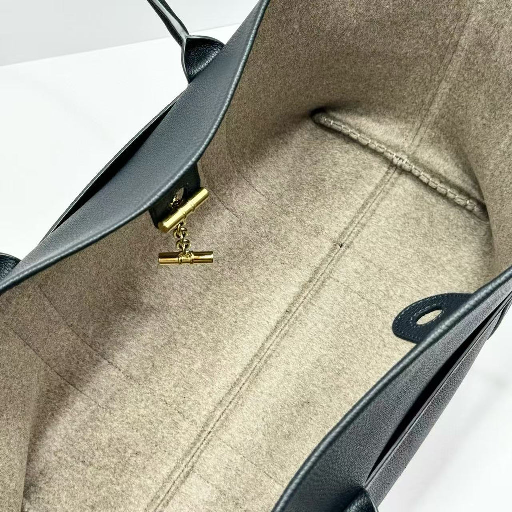 Loro Piana Ghiera Tote 40cm Bag Black Calfskin