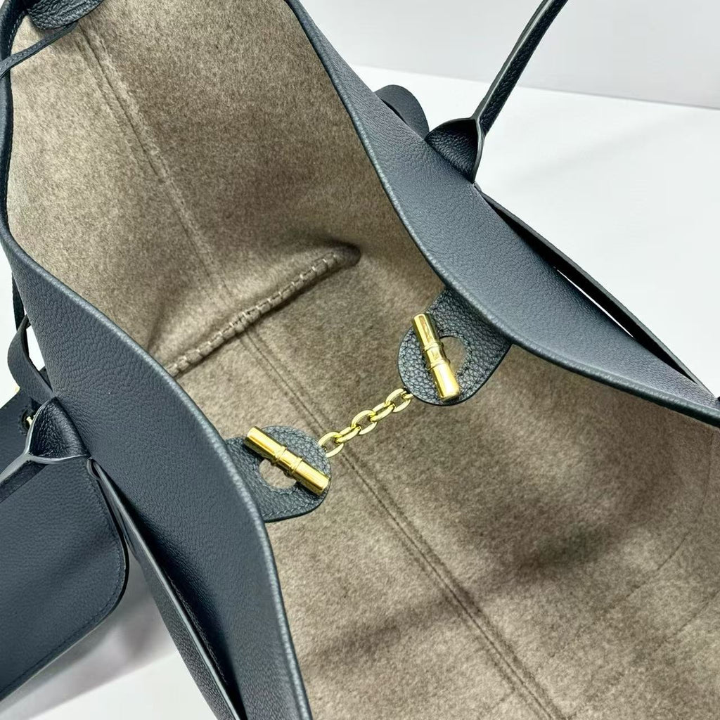 Loro Piana Ghiera Tote 40cm Bag Black Calfskin