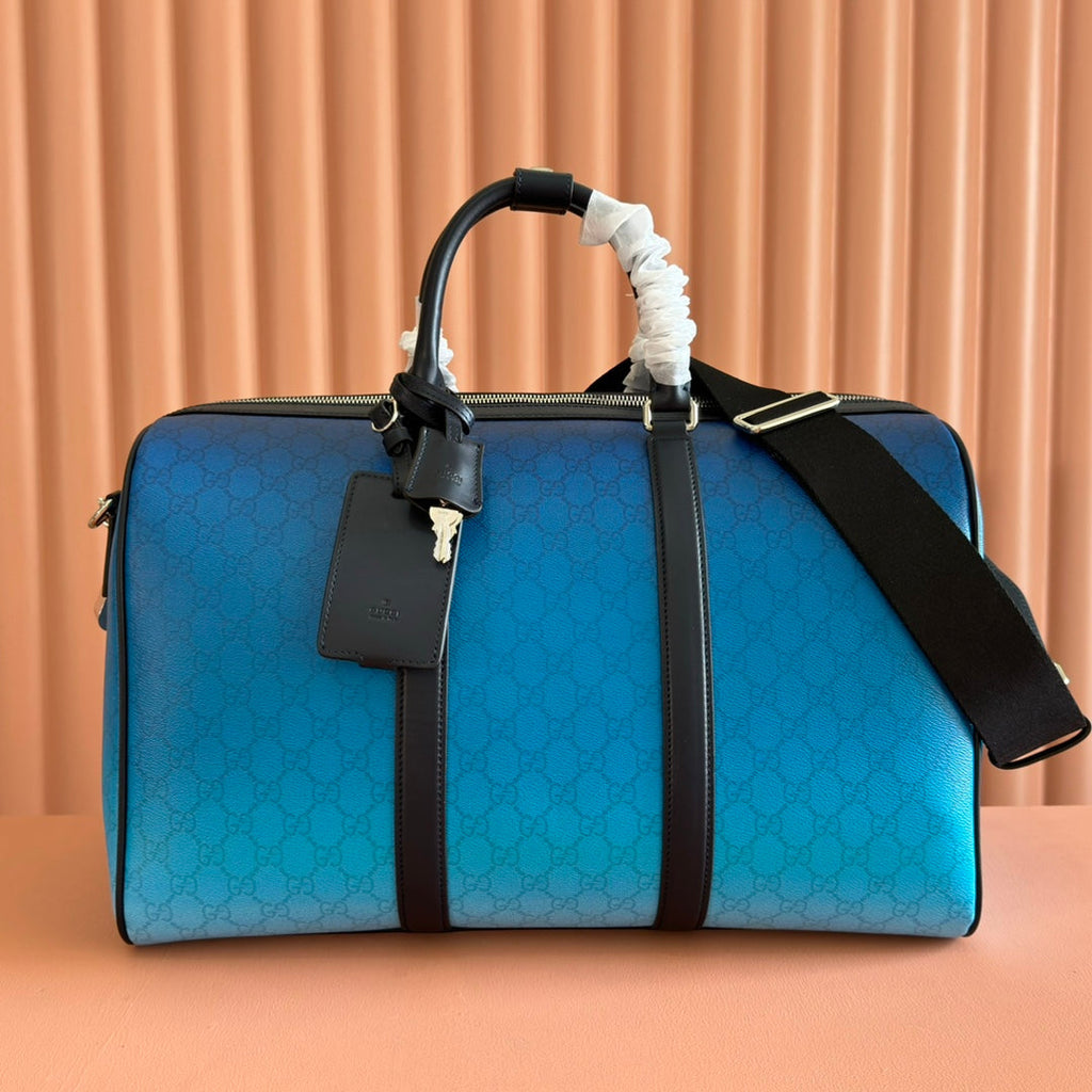 Gucci Chroma Large Duffle Bag Blue Leather