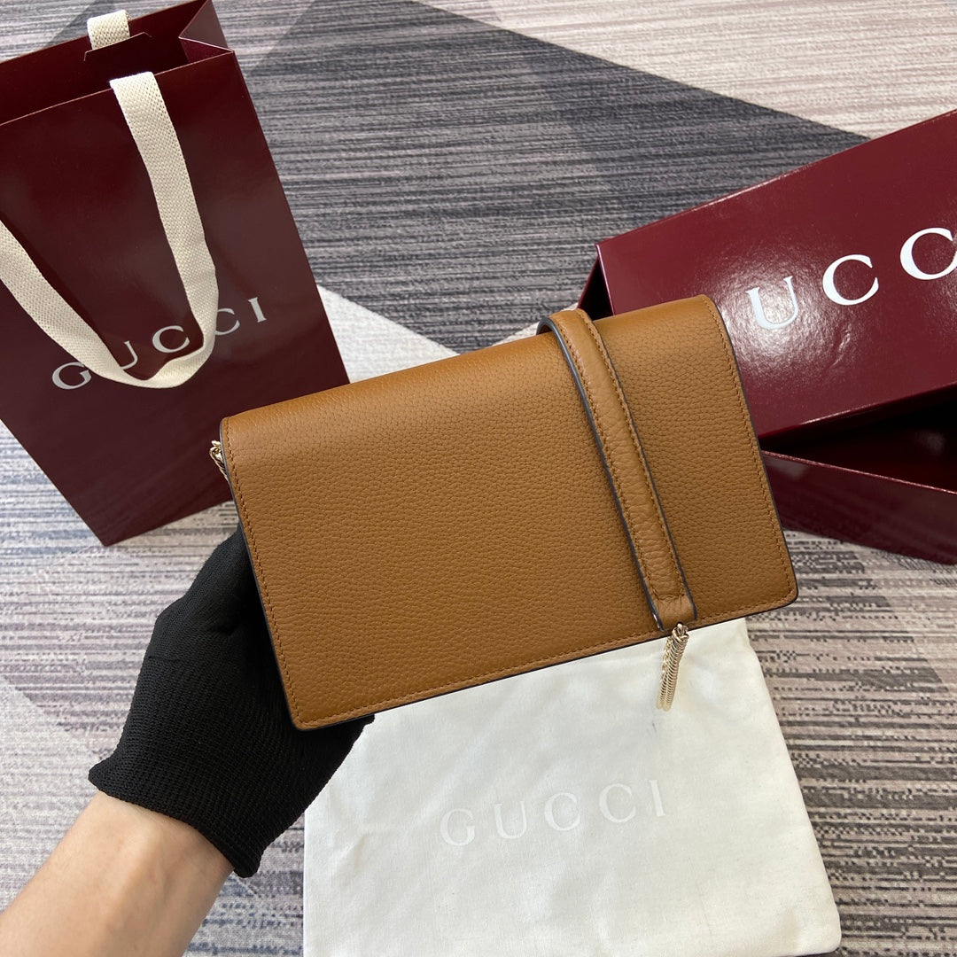 GG Dionysus Chain bag 20cm Brown Grained Leather