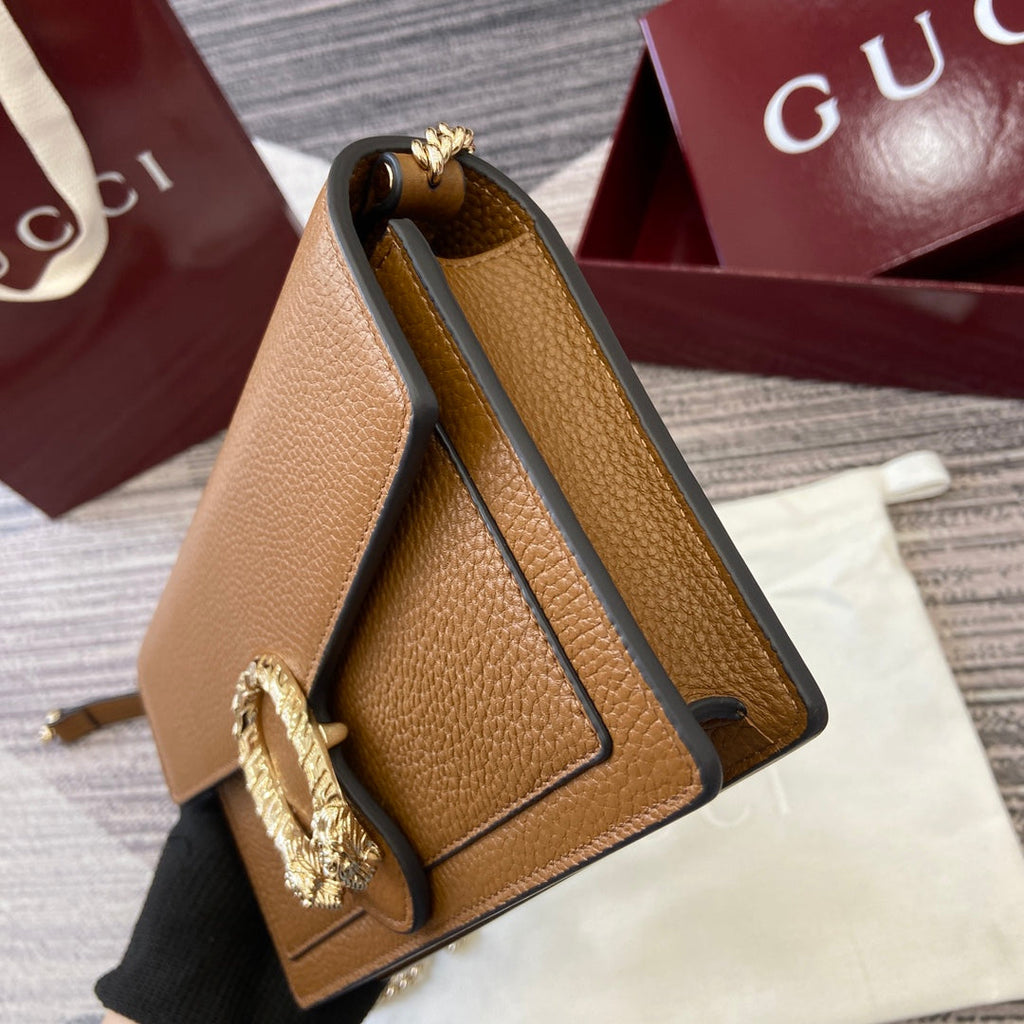 GG Dionysus Chain bag 20cm Brown Grained Leather