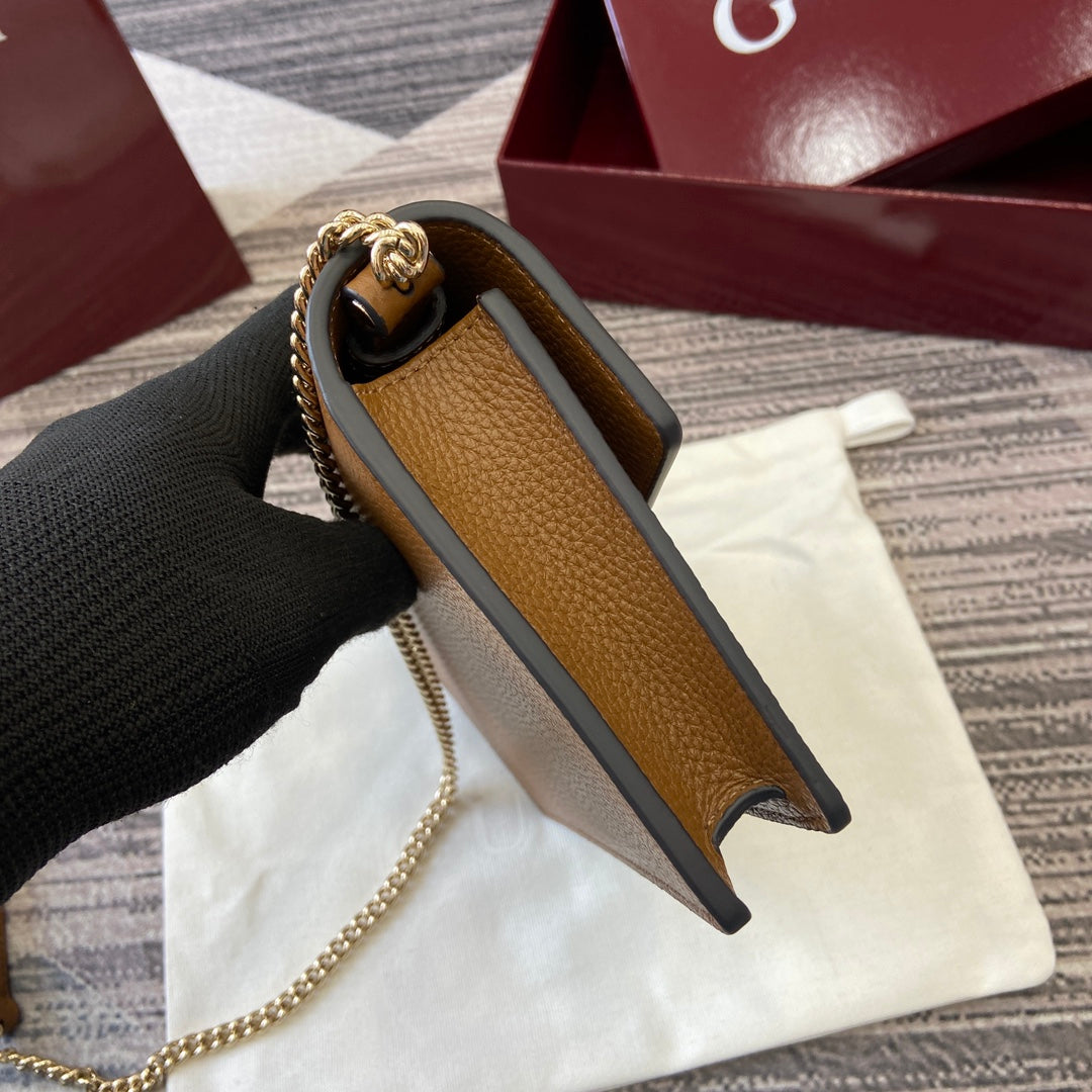 GG Dionysus Chain bag 20cm Brown Grained Leather