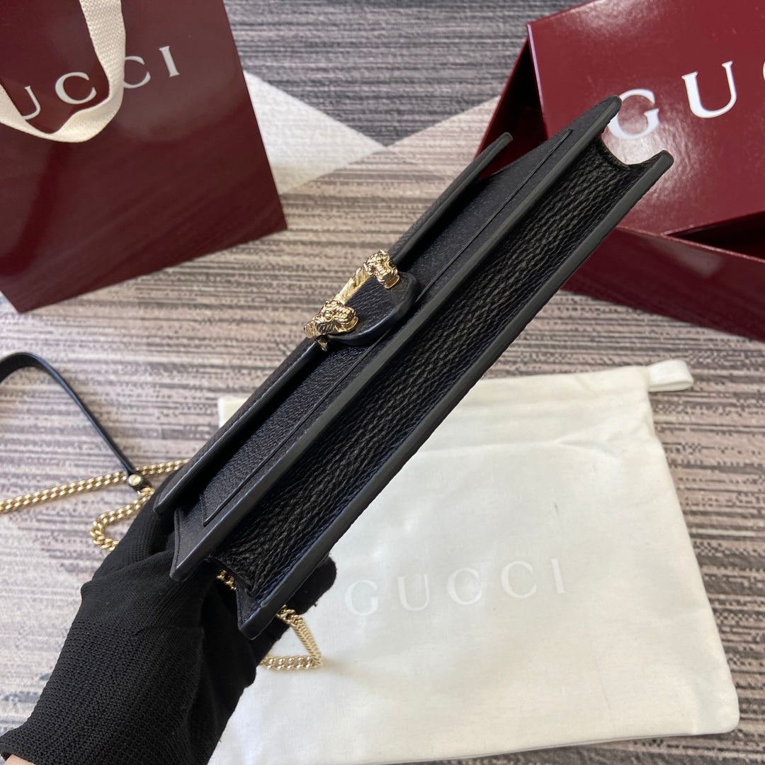 GG Dionysus Chain bag 20cm Black Grained Leather 339611