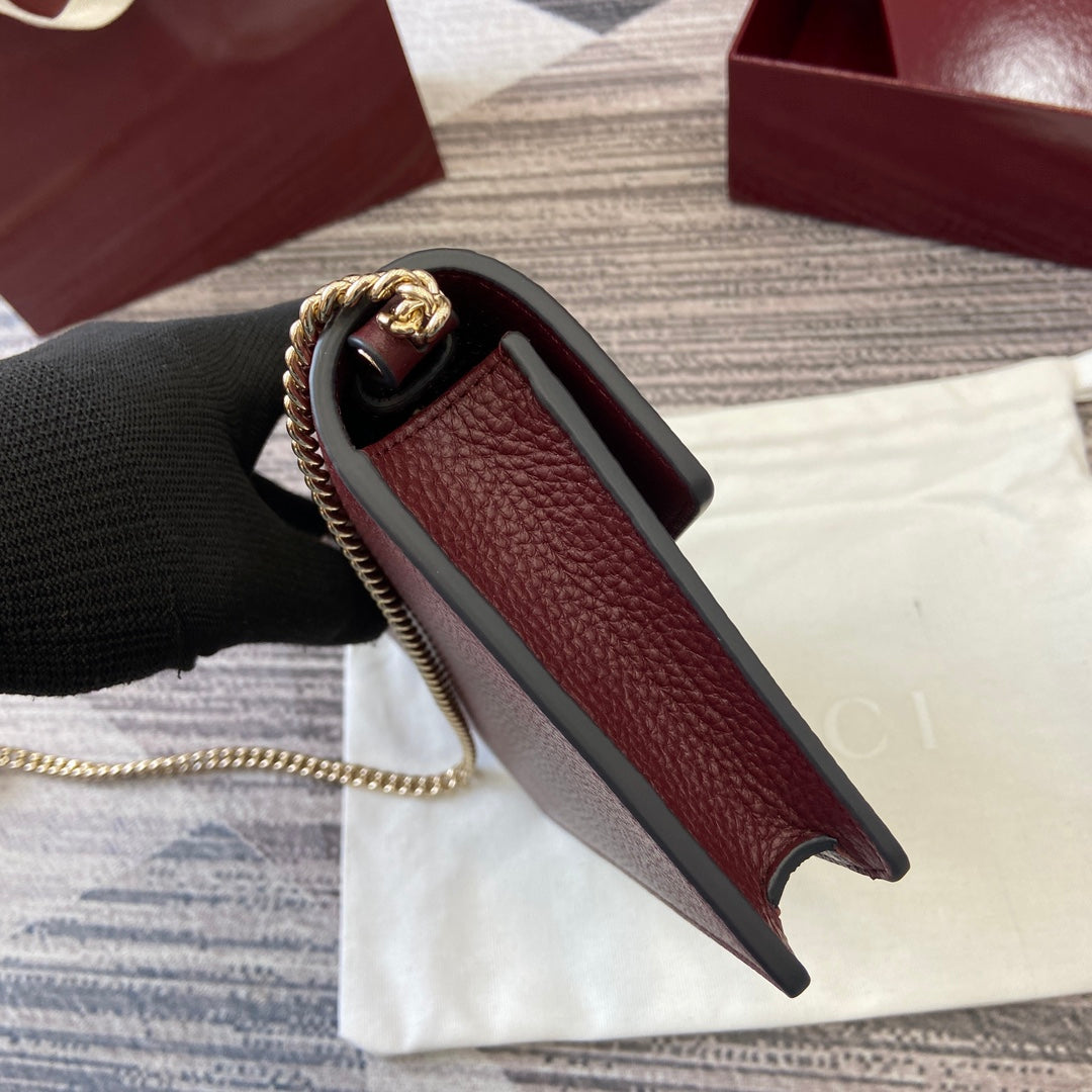 GG Dionysus Chain bag 20cm Anchora red Grained Leather 339612
