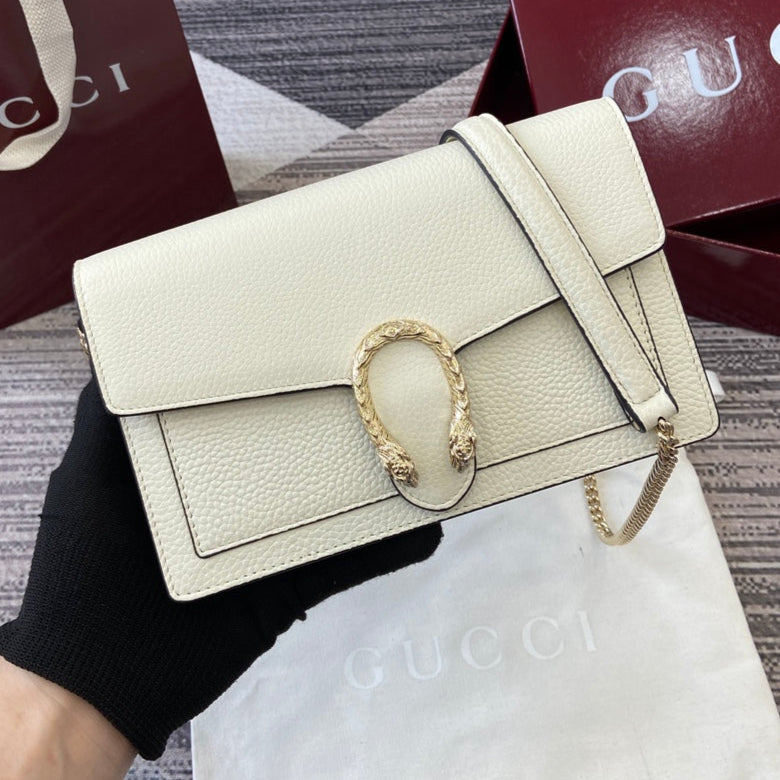 GG Dionysus Chain bag 20cm White Grained Leather 339613