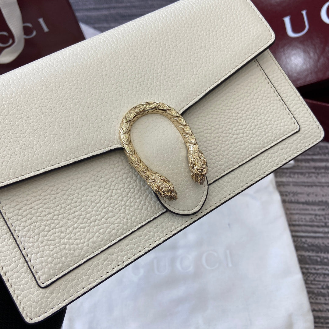 GG Dionysus Chain bag 20cm White Grained Leather 339613