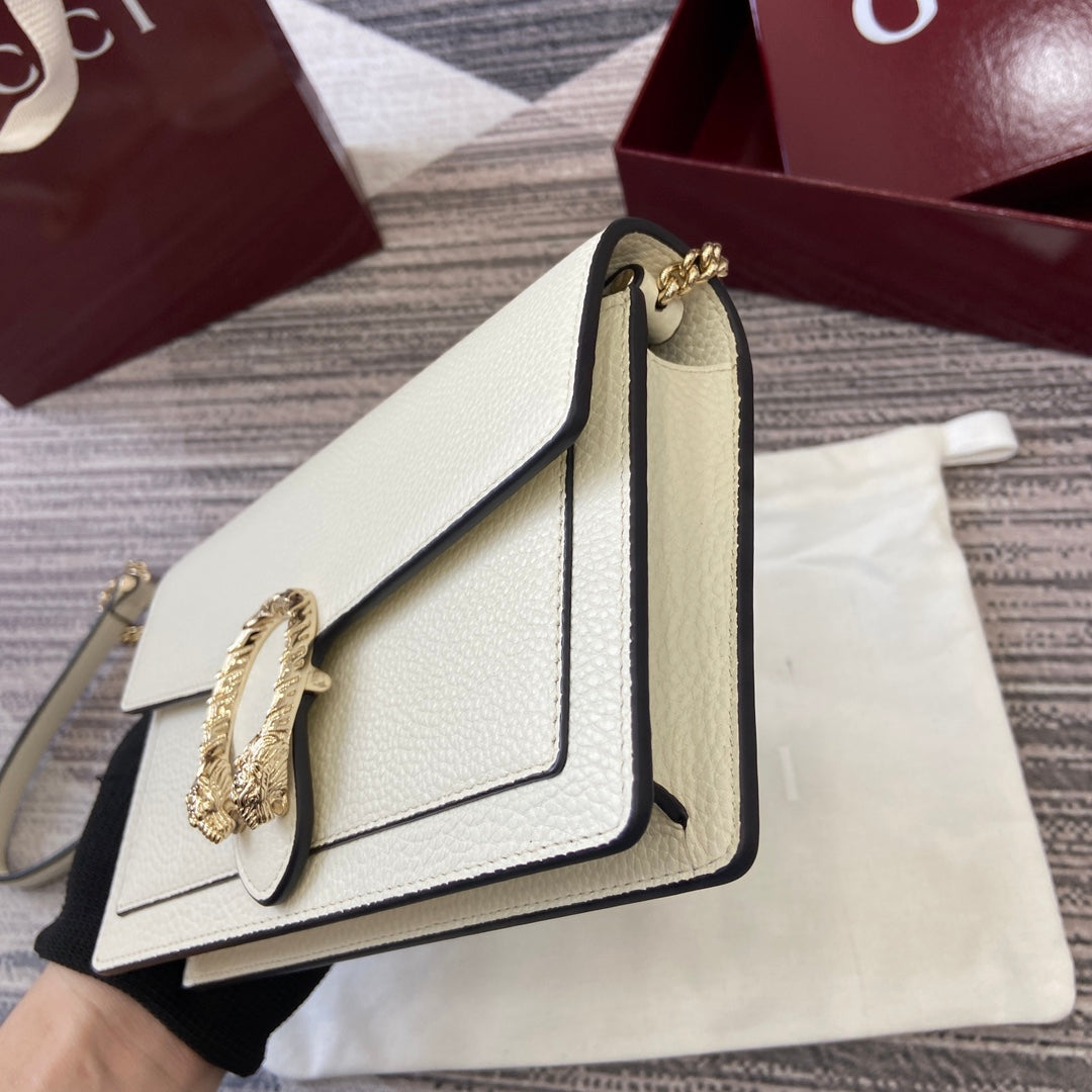 GG Dionysus Chain bag 20cm White Grained Leather 339613
