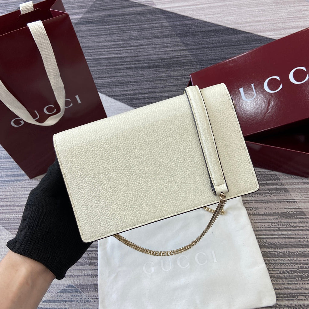 GG Dionysus Chain bag 20cm White Grained Leather 339613