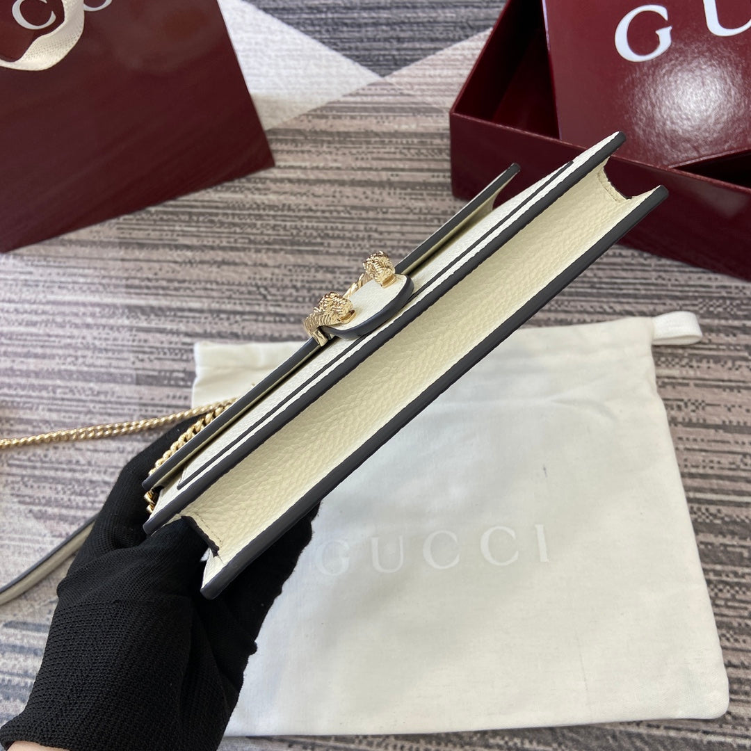 GG Dionysus Chain bag 20cm White Grained Leather 339613