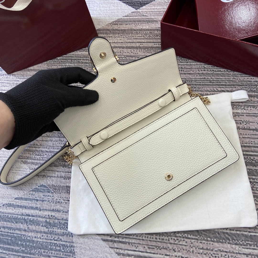 GG Dionysus Chain bag 20cm White Grained Leather 339613
