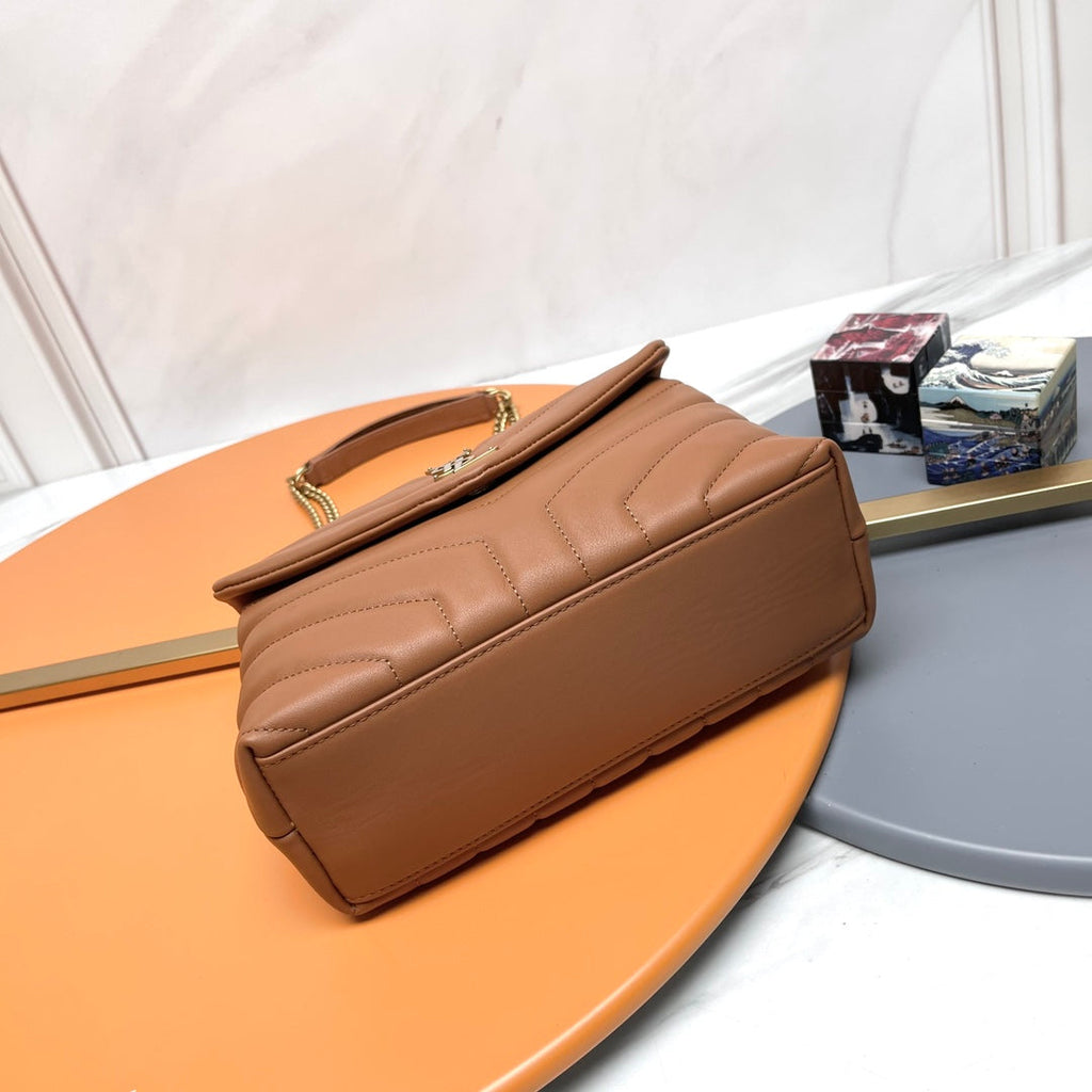 YSL Small Loulou Bag 23cm Tan Brown Lambskin