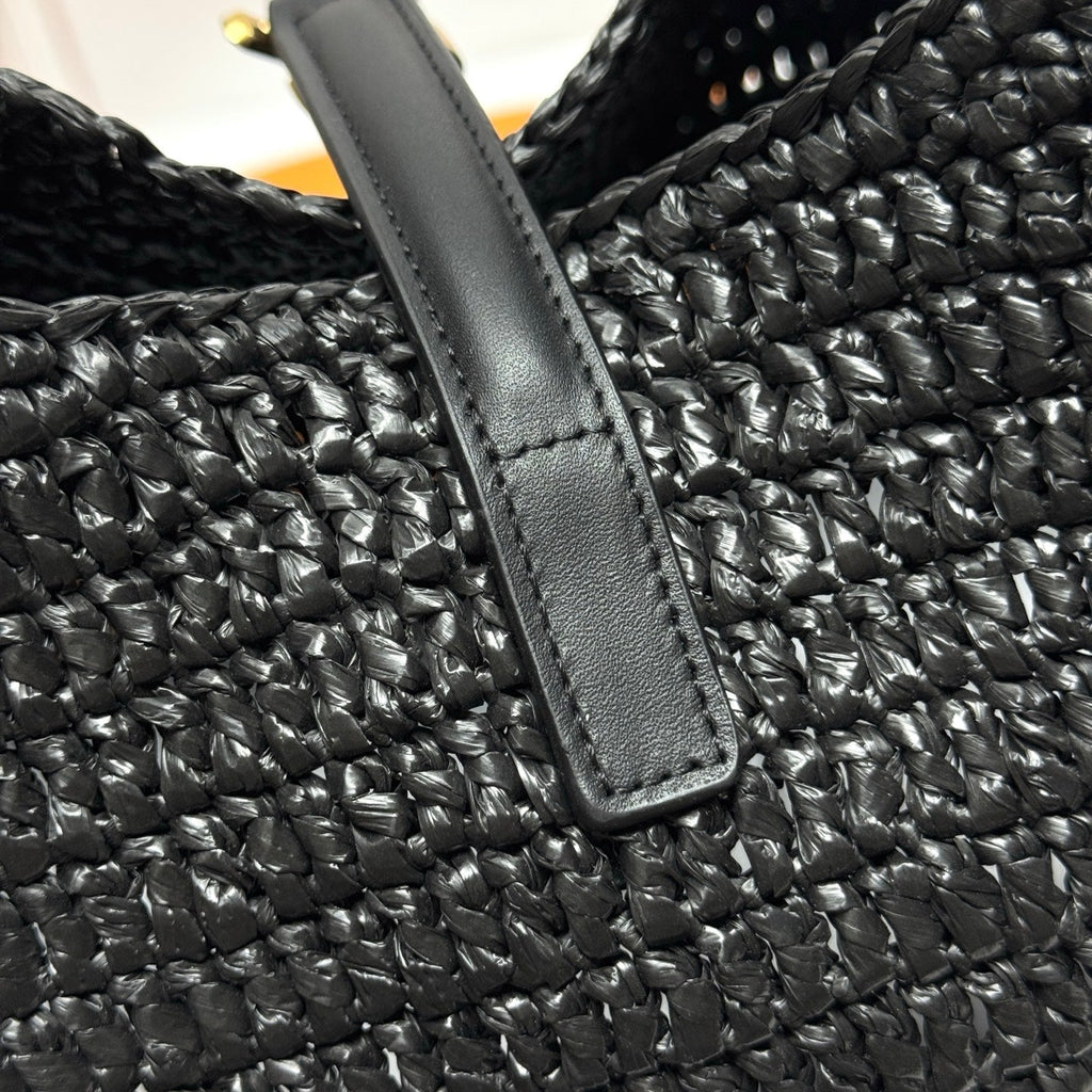 YSL 5A7 Large Bag Black Raffia