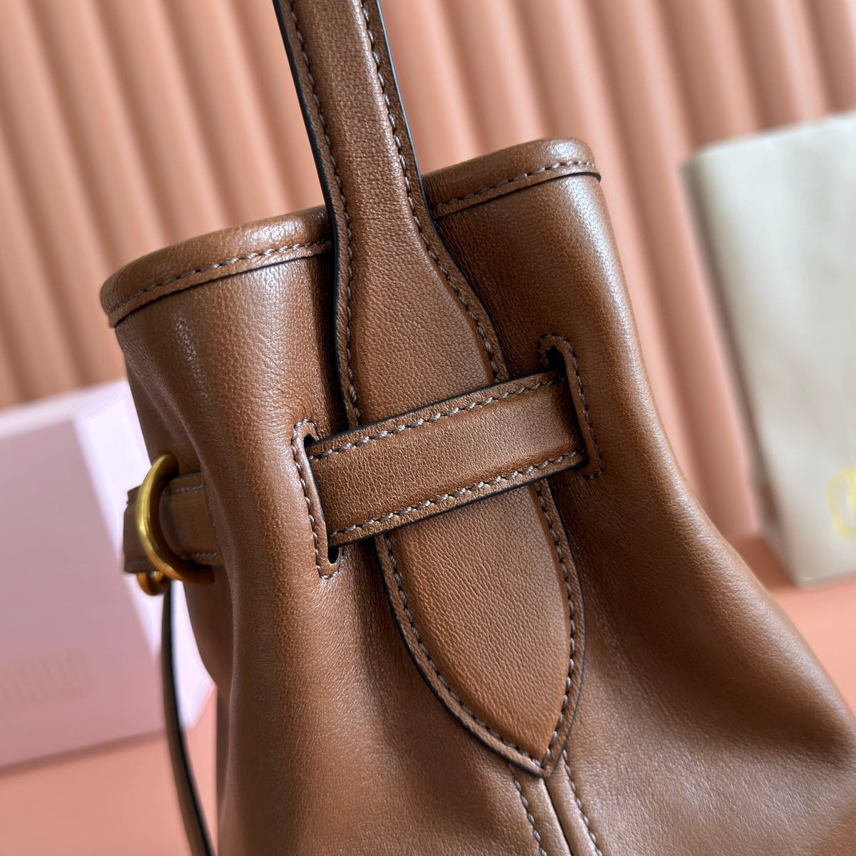 Miu 5BE101 Pouch Brown Cowhide 285393