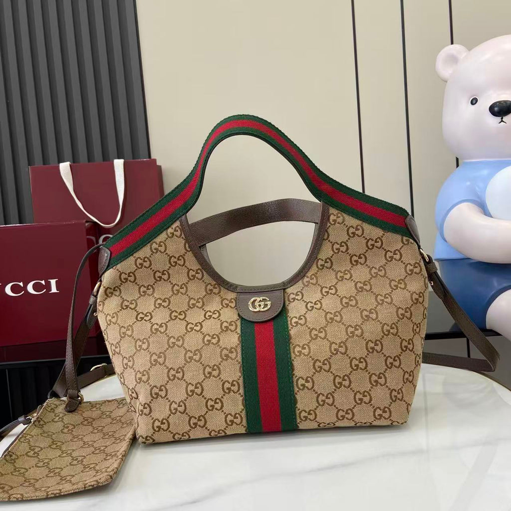 Gucci 25 Giglio 25cm Bag Beige Canvas Leather 292388