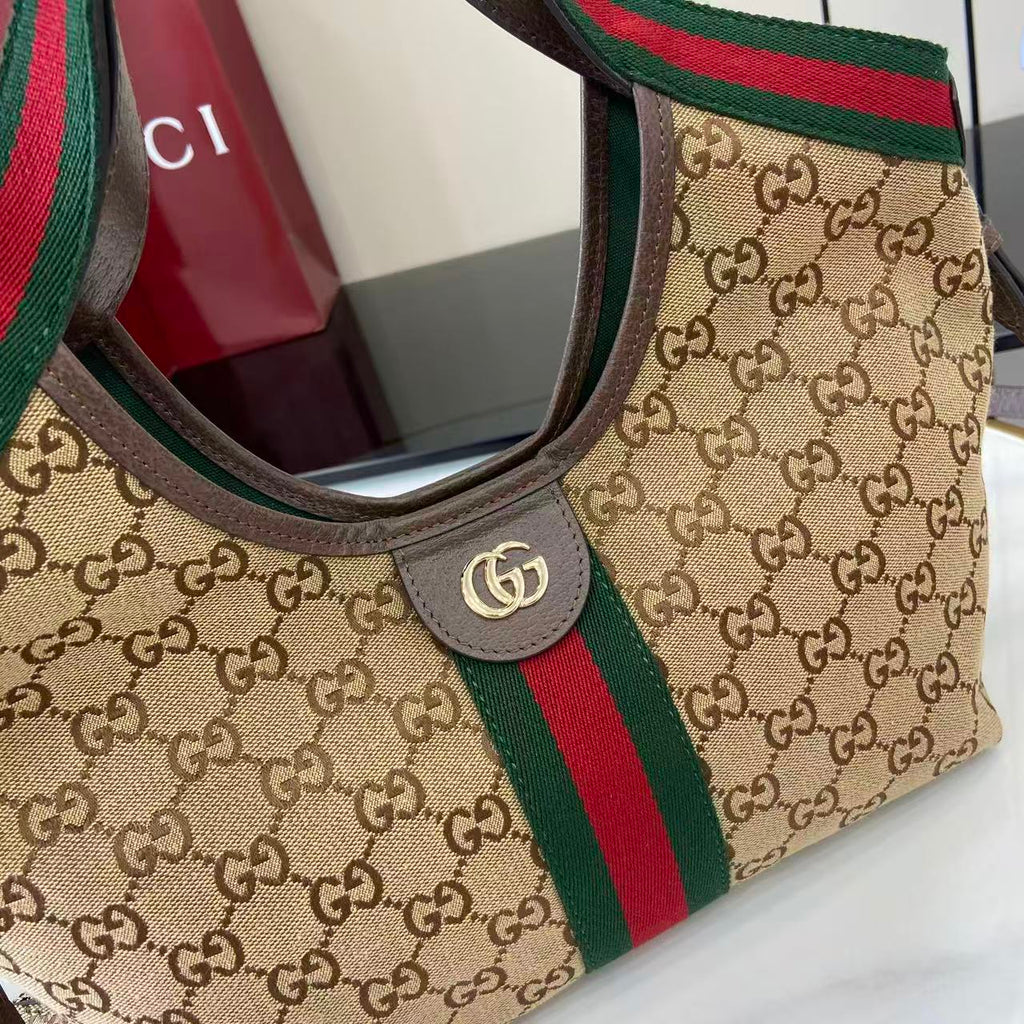 Gucci 25 Giglio 25cm Bag Beige Canvas Leather 292388