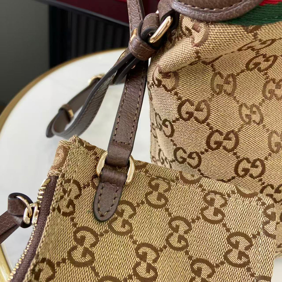Gucci 25 Giglio 25cm Bag Beige Canvas Leather 292388