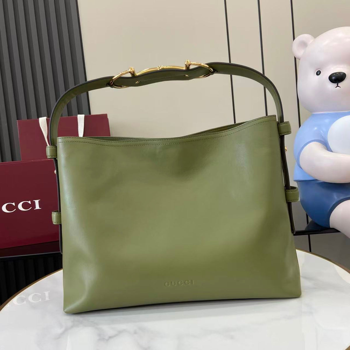 Gucci 25 Beatrix Handbag Green Smooth Cowhide 292565