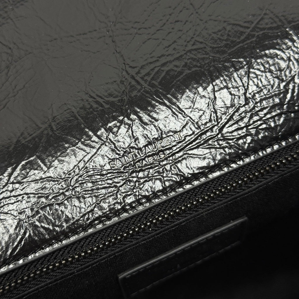 YSL Niki Shoulder Bag 28cm Black Elephant Leather 285506