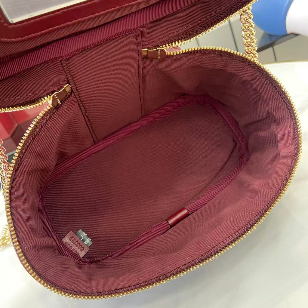 Gucci 25 Marmont Vanity Bag Rosso Ancora Red Cowhide 294900