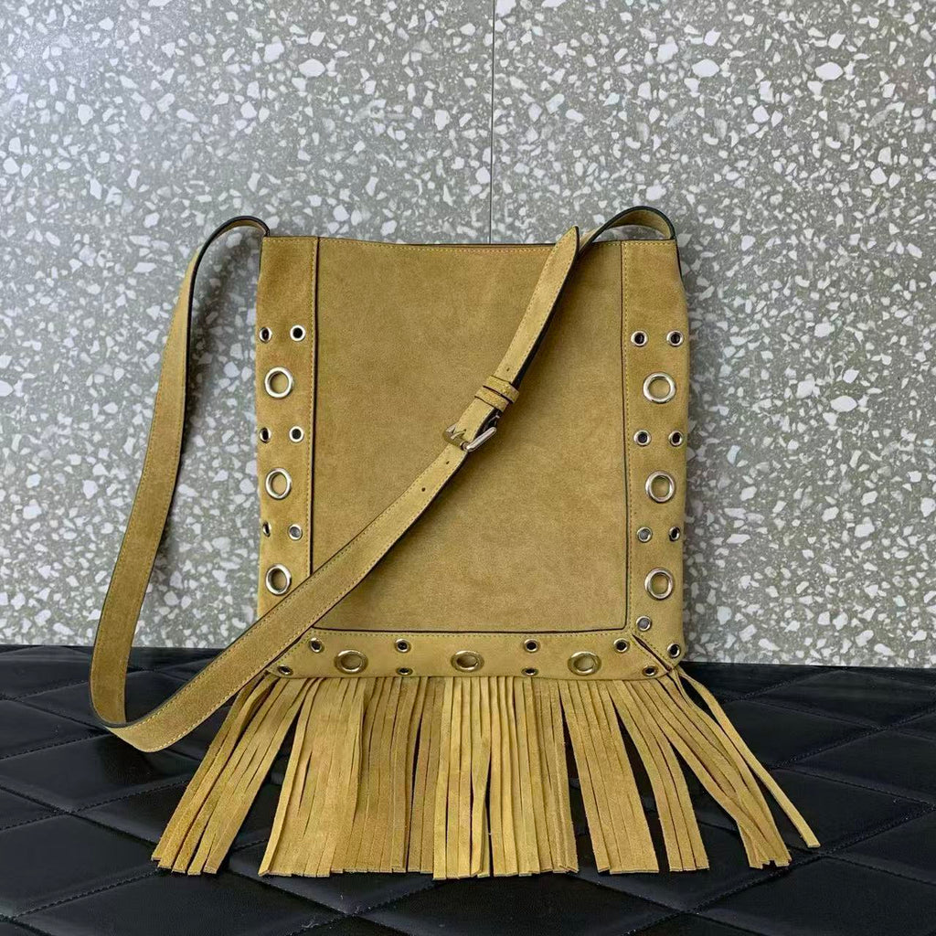 VT Nellcôte Shoulder Bag With Fringes Brown Suede