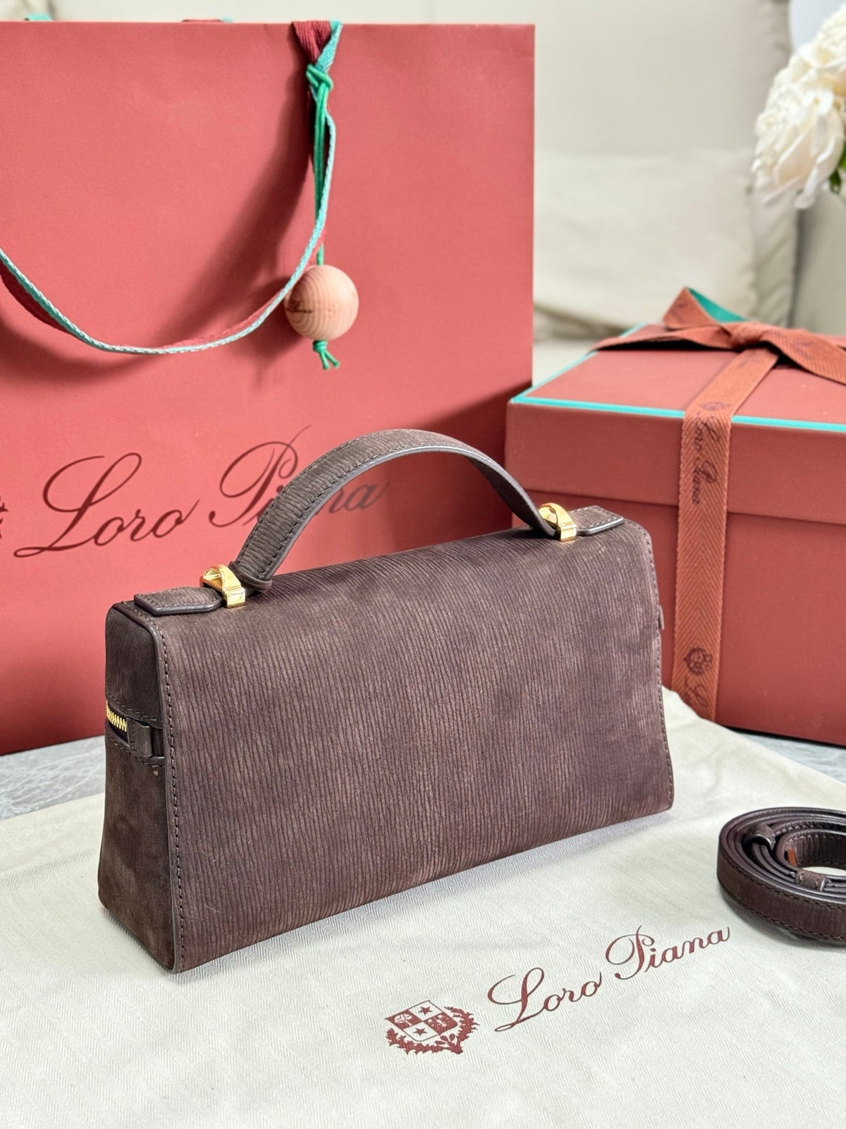 LP Extra Pouch L23 Coffee Ripple Leather 282149