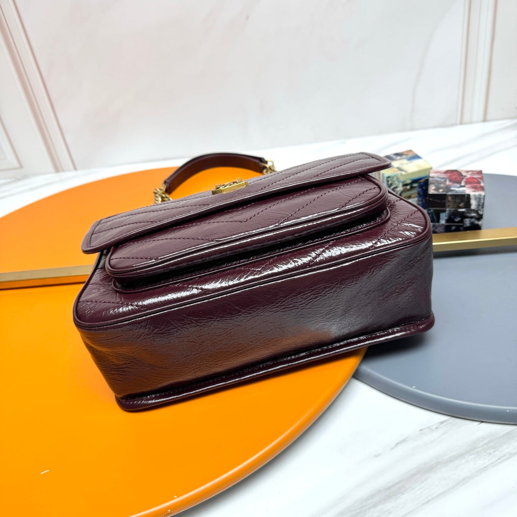 Niki Baby Shoulder Bag 28cm Burgundy Glossy Leather 285484