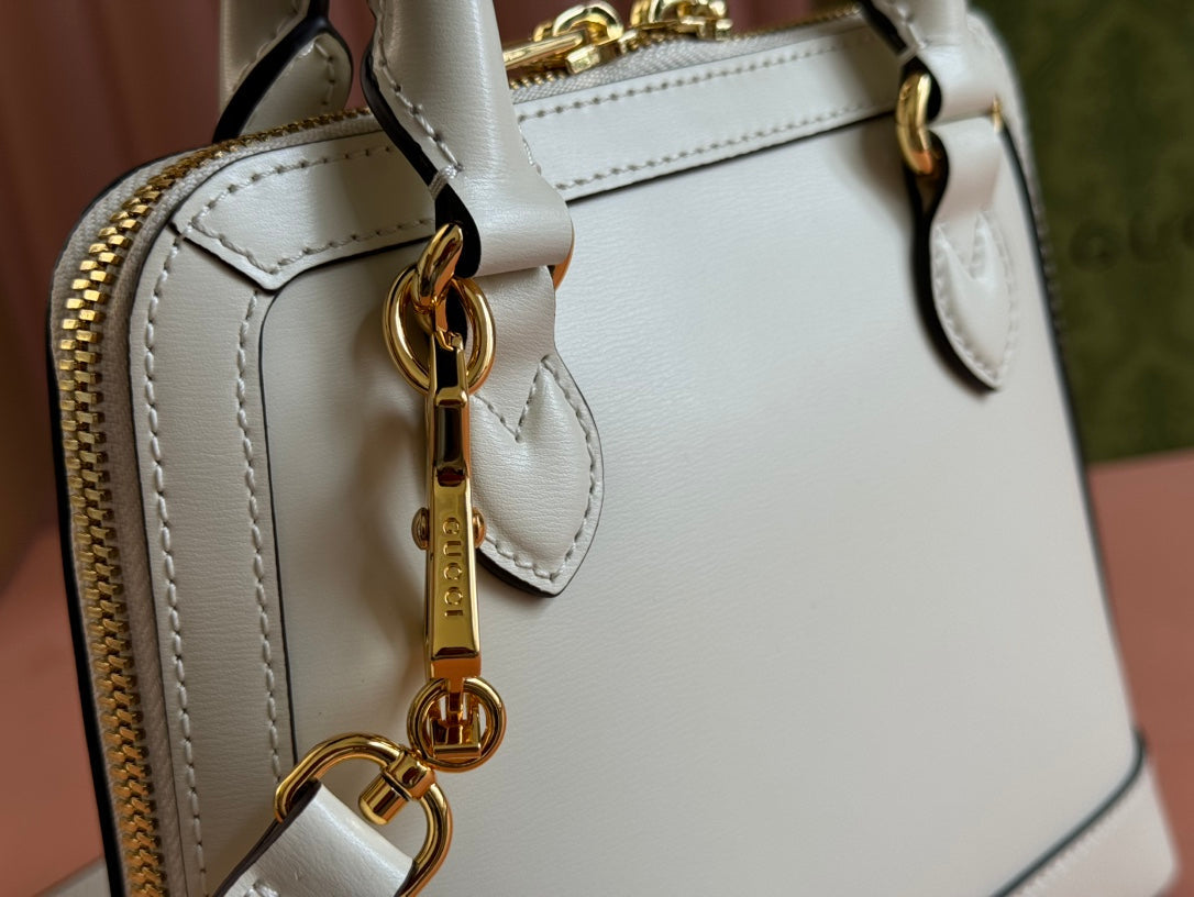 GG Horsebit 1955 Small Top Handle Bag Beige & Dark Brown GG Monogram Fabric 272172