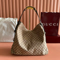 GG Beatrix Large Tote Bag  Beige & Dark Brown GG Monogram Fabric 272142