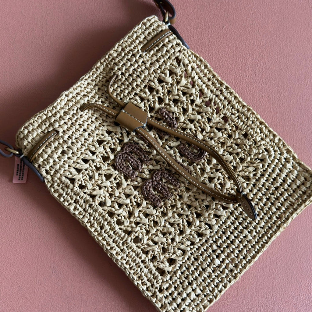 Miu Mini-Bag Beige Brown Woven Raffia 255459