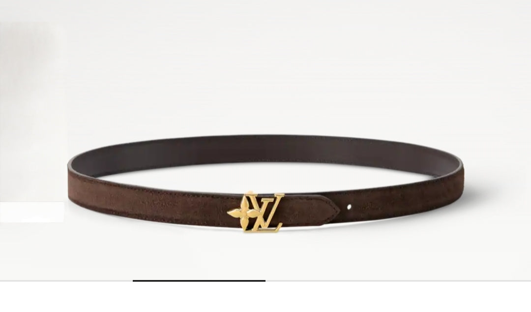 Louis Vuitton LV Bloom 30MM Reversible Belt Suede Brown