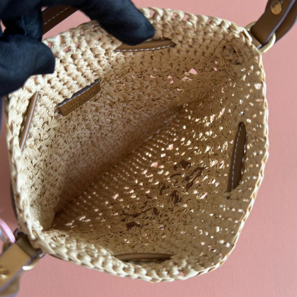 Miu Mini-Bag Beige Brown Woven Raffia 255459