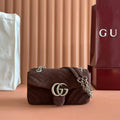 GG Marmont Medium Shoulder Bag Dark Brown Suede 272098