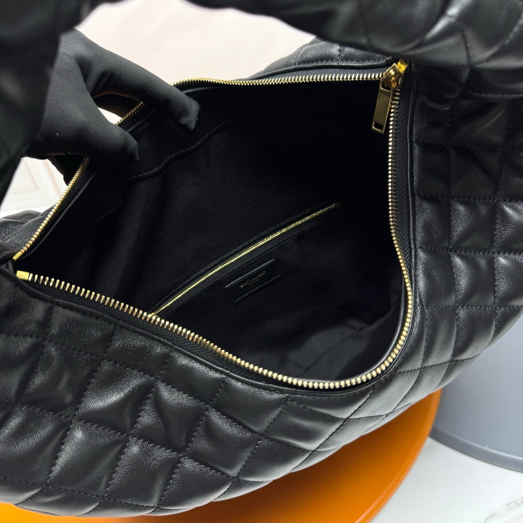 YSL Icarino Large Shoulder Bag Black Quited Leather 286001