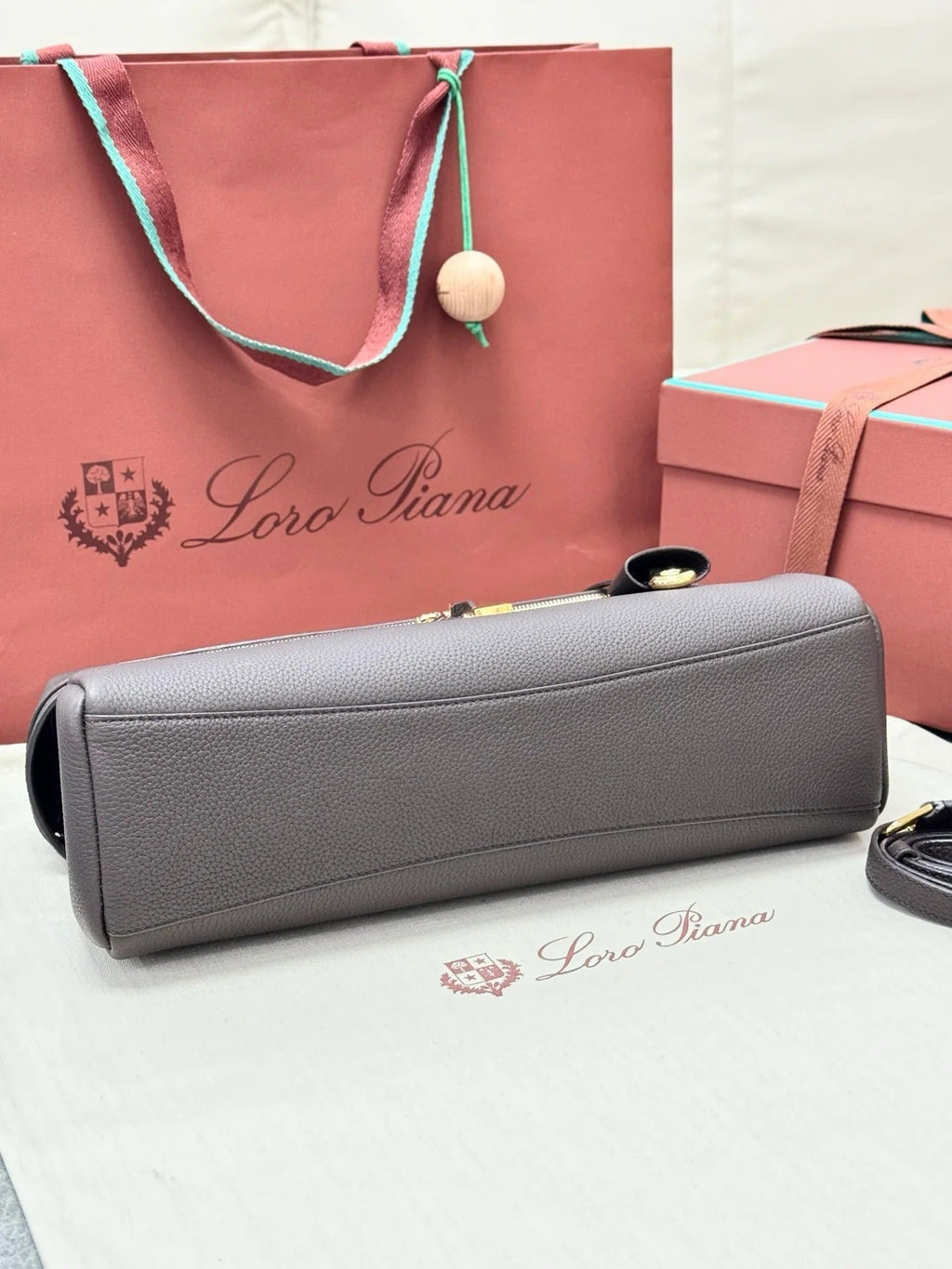LP 2026 Extra Softy Bag L33 Dark Chocolate Licorice/Sun Gold Grained Calfskin