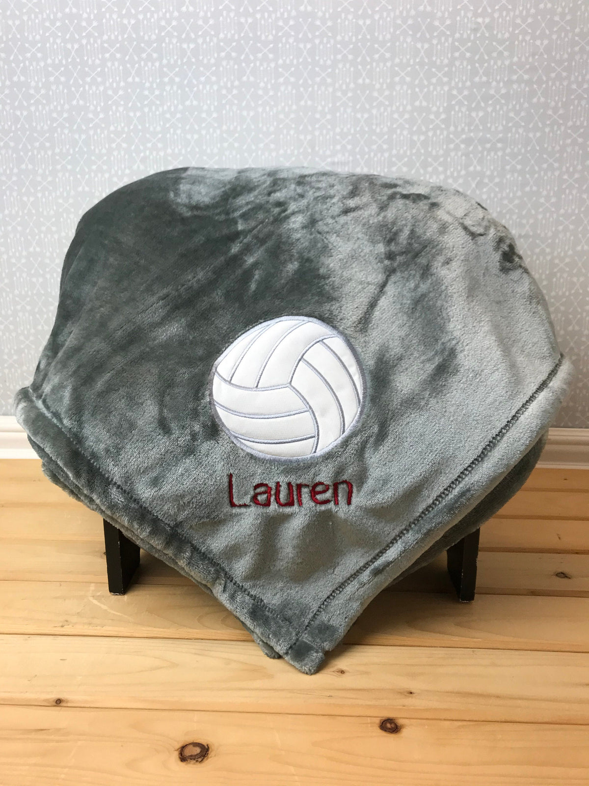 Personalized Volleyball Blanket, Plush Minky Applique Throw (50x70)