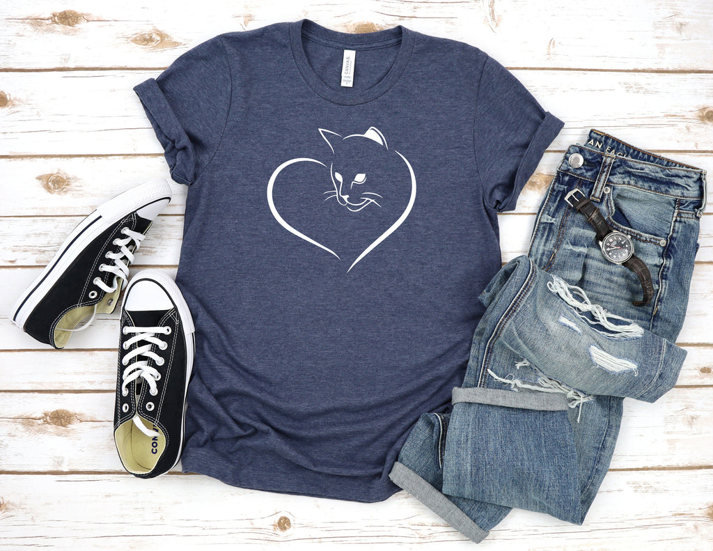 Cat Heart Women's T-shirt, Cat Heart Shirt, Cute Cat Shirt, Cat Lover Shirt, Gift For Cat Lover, Funny Cat T Shirt, Cat mom shirt, Cat Gift