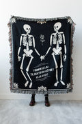 Personalized Skeleton Blanket: Til Death Do Us Part Woven Throw, Spooky Skull Decor, Wedding or Valentines Present, Halloween Goth Wedding