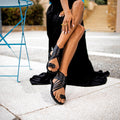 Black Leather Gladiator Sandals: Handmade Ankle-High Strappy Summer Shoes