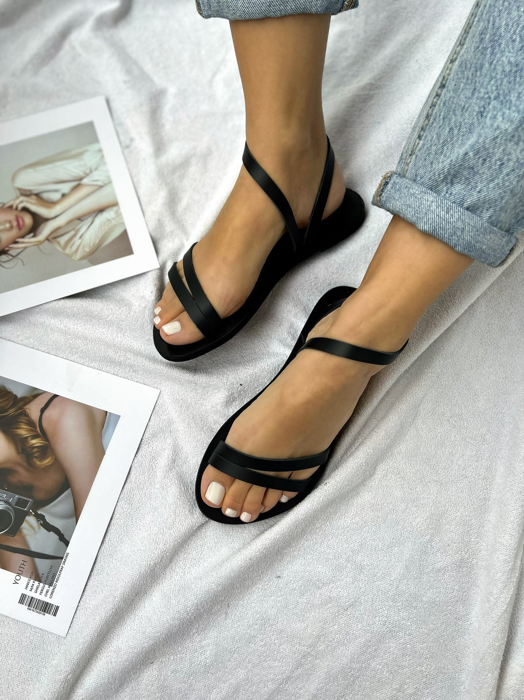 Leather Sandals Greek, Women Sandals, Black Summer Shoes, Made in Greece