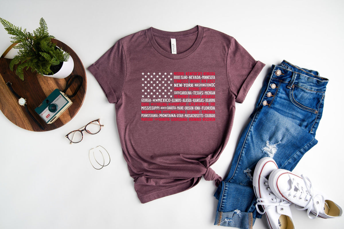 American Flag States Tee: Patriotic 4th of July T-Shirt