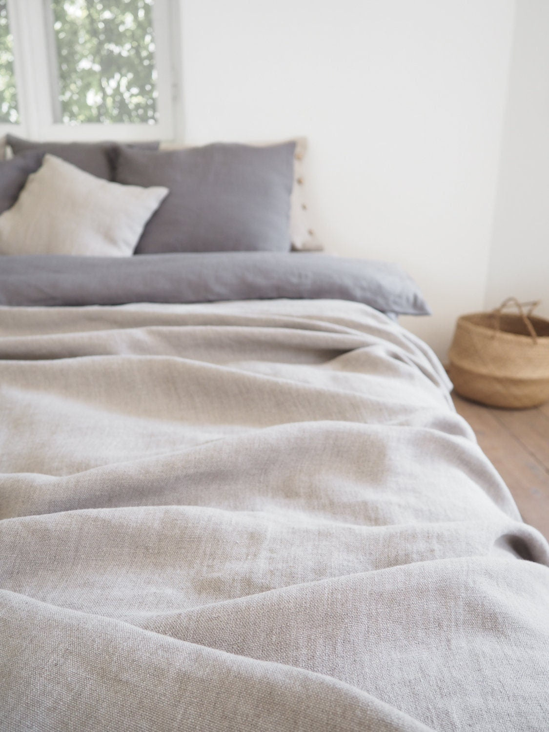 Handmade Stonewashed Linen Blanket, Custom Size Throw Blanket