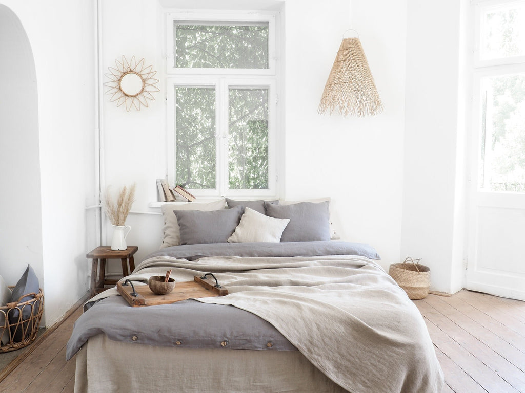 Handmade Stonewashed Linen Blanket, Custom Size Throw Blanket
