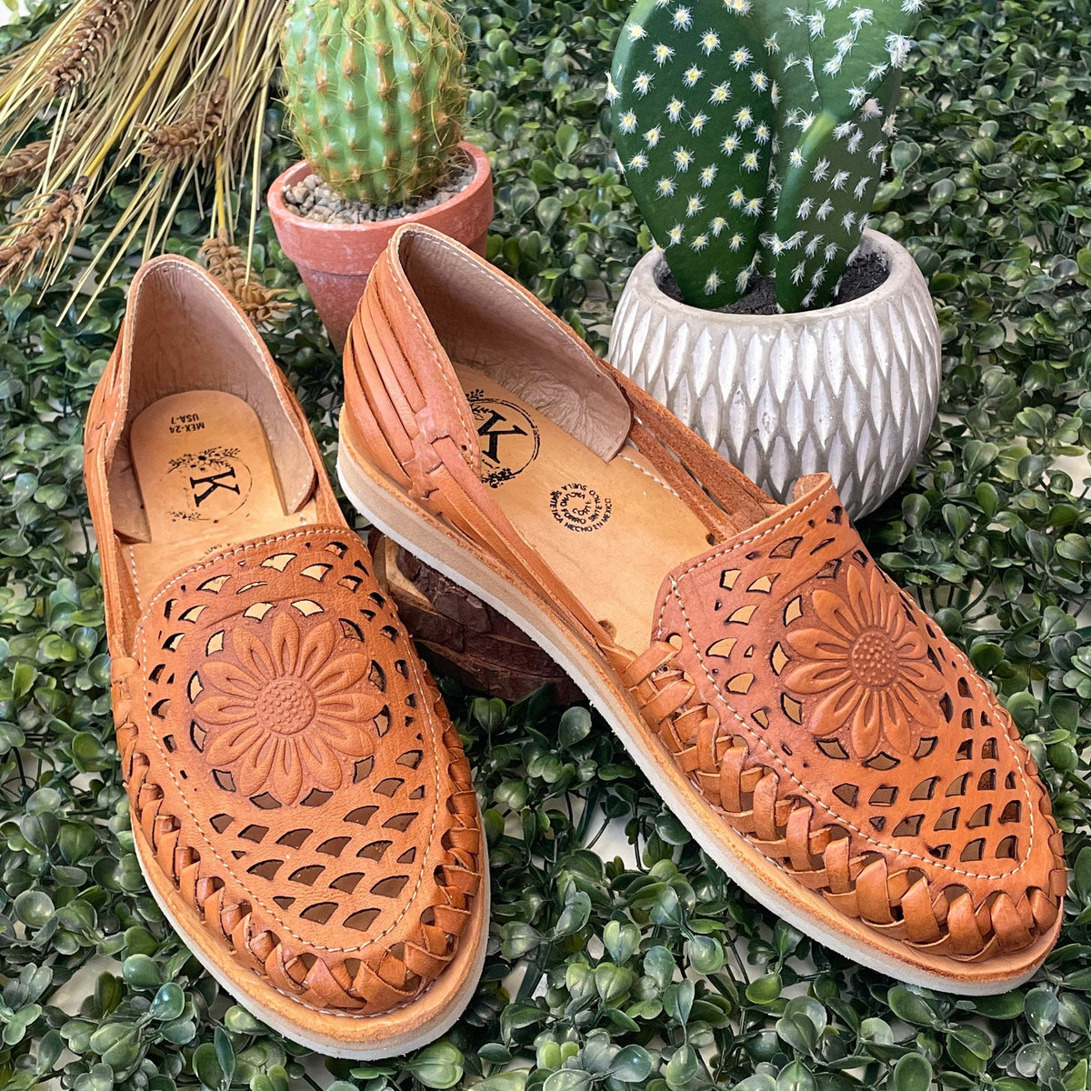 Mexican Handmade Huaraches, Leather Huarache Sandals for Women, Slip On Flats,