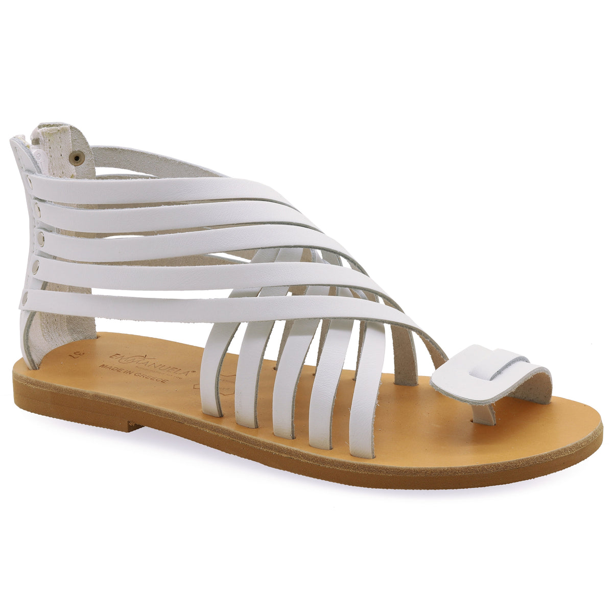 Black Leather Gladiator Sandals: Handmade Ankle-High Strappy Summer Shoes