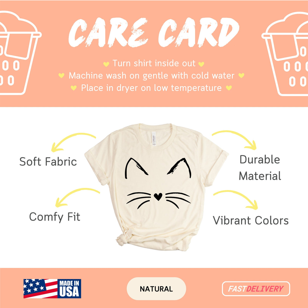 Cat Face Shirt for Women, Cat T Shirt for Her, Gift for Cat Lover for Birthday, Cat Mom TShirt from Daughter, Christmas Gift for Cat Owner