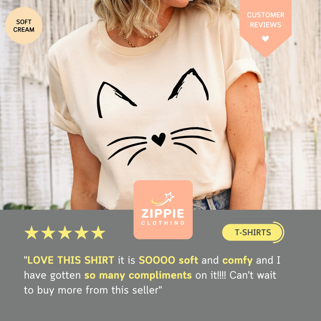 Cat Face Shirt for Women, Cat T Shirt for Her, Gift for Cat Lover for Birthday, Cat Mom TShirt from Daughter, Christmas Gift for Cat Owner